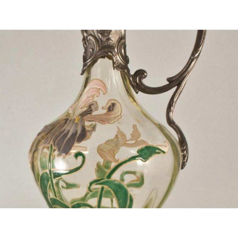 Aiguière En Verre émaillé Legras Monture Victor Saglier