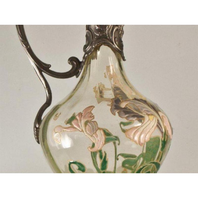 Aiguière En Verre émaillé Legras Monture Victor Saglier