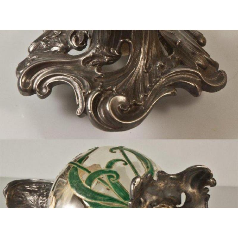 Aiguière En Verre émaillé Legras Monture Victor Saglier