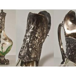 Aiguière En Verre émaillé Legras Monture Victor Saglier