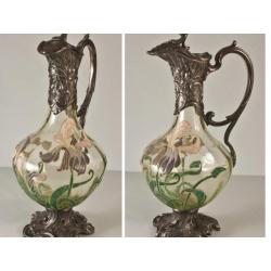 Aiguière En Verre émaillé Legras Monture Victor Saglier