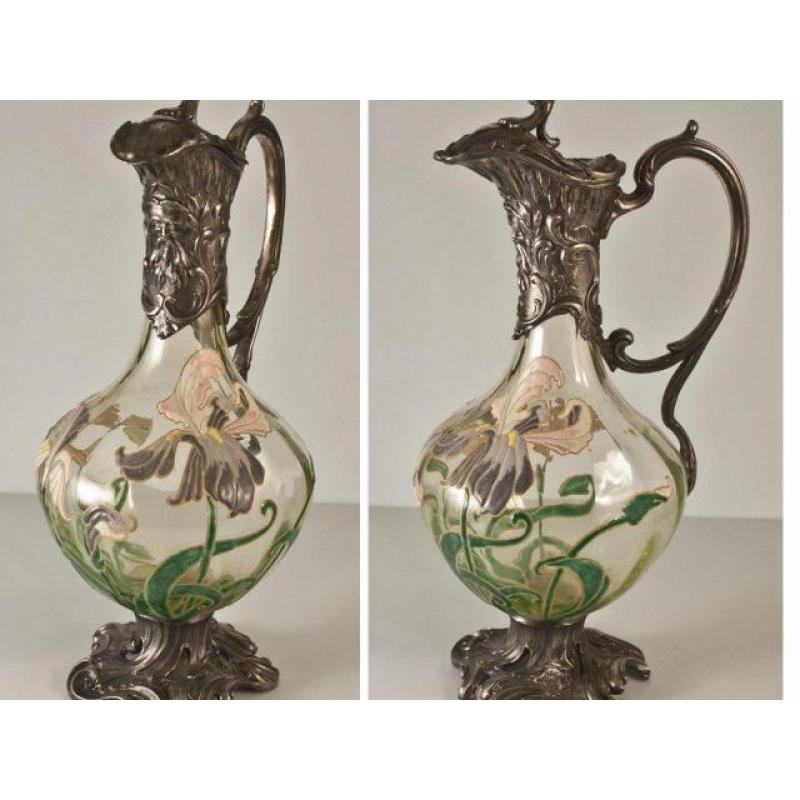 Aiguière En Verre émaillé Legras Monture Victor Saglier