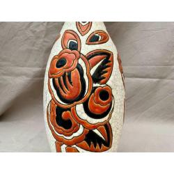 Vase Ovoïde Boch Keramis en émaux à Décor de Fleurs Art Déco Stylisées
